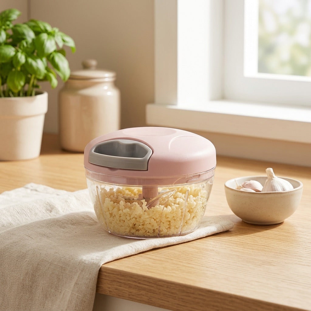 Bulbwhirl™ Manual Garlic Masher in a calm home setting