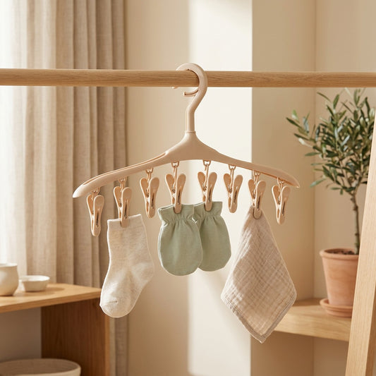 Clipdock™ 8-Clip Plastic Drying Rack Hanger in a calm home setting