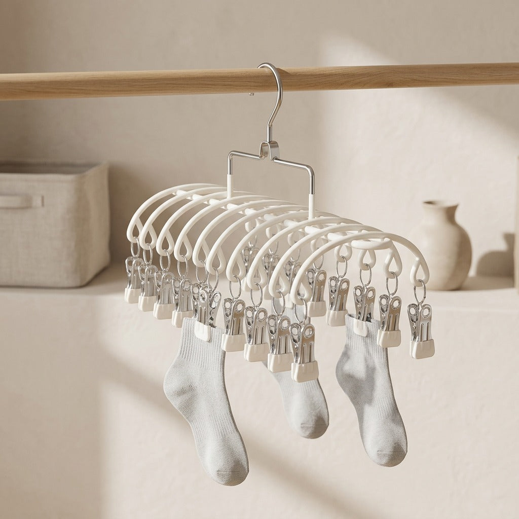 Clipdry™ Stainless Steel Sock Drying Rack, styled close view