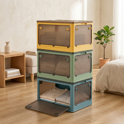 Stowmate™ Foldable Plastic Storage Box for Clothing and Toys in a calm home setting