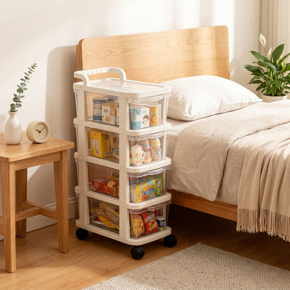 Creamwell™ Cream Plastic Drawer Storage Rack in a calm home setting