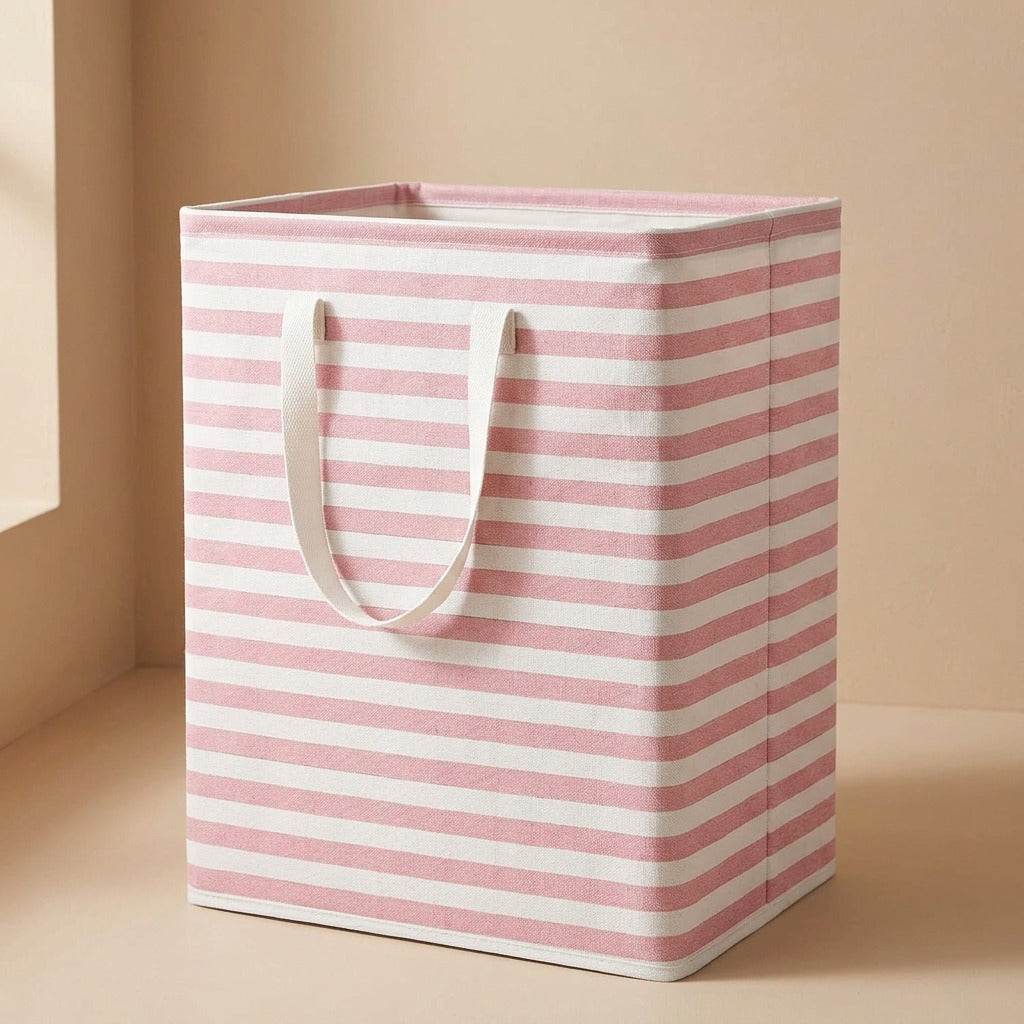 Hamperfold™ Folding Cotton Laundry Basket, material and detail close-up