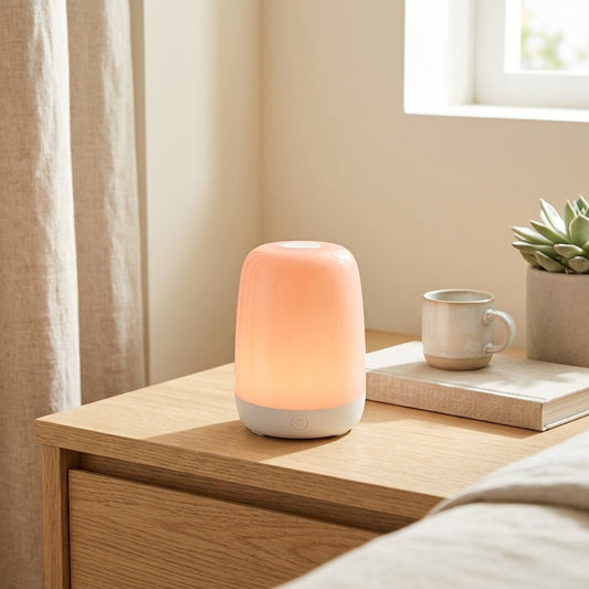Daydream™ Sunrise Sunset Alarm Clock Night Light in a calm home setting