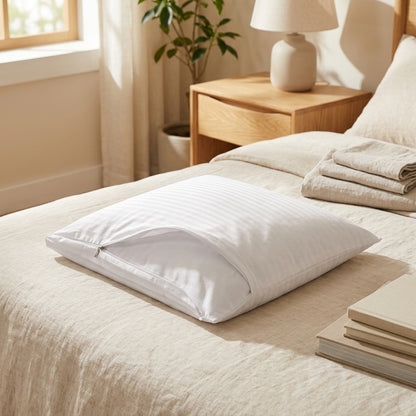 Dustzip™ Dustproof Polyester Pillow Insert Cover in a calm home setting
