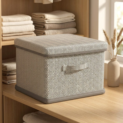 Foldhaven™ Foldable Clothes Storage Box with Lid, styled close view
