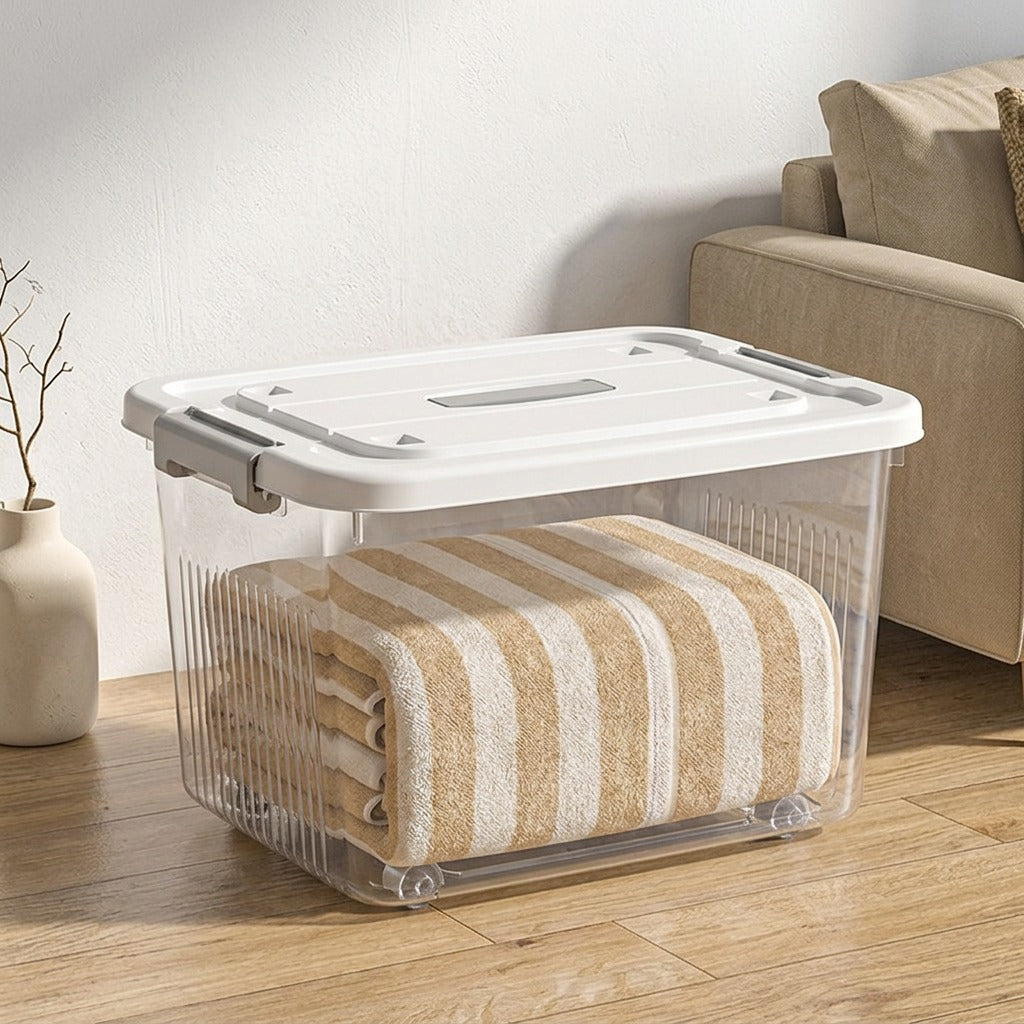 Rollcrate™ Plastic Wheeled Storage Box, styled close view