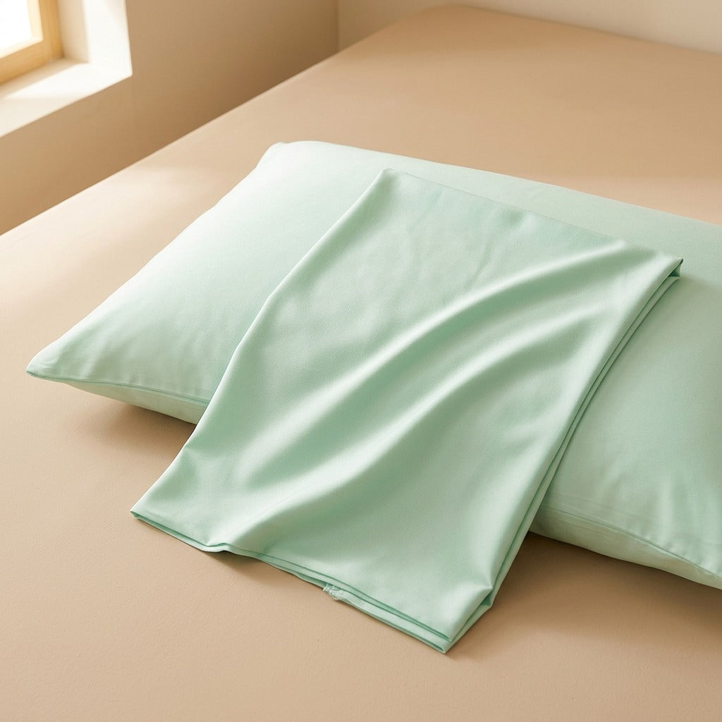 Loomsip™ Ice Silk Pillowcase Pair, material and detail close-up