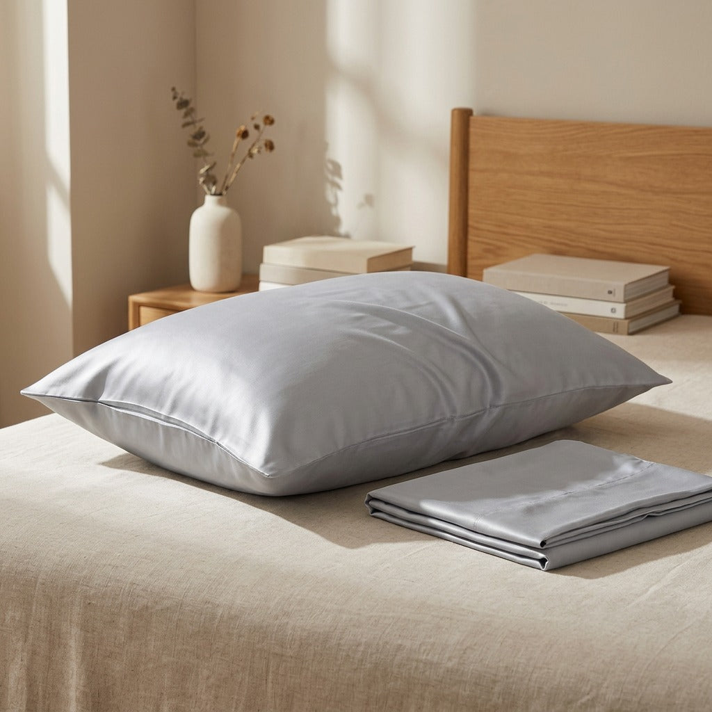 Loomsip™ Ice Silk Pillowcase Pair, styled close view