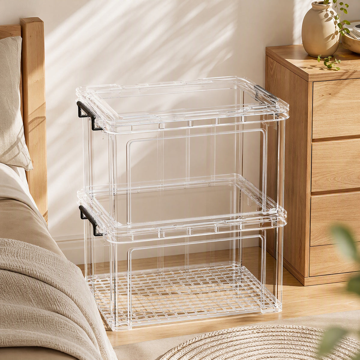 Nestview™ 30-40L PP Storage Box with Pulleys in a calm home setting