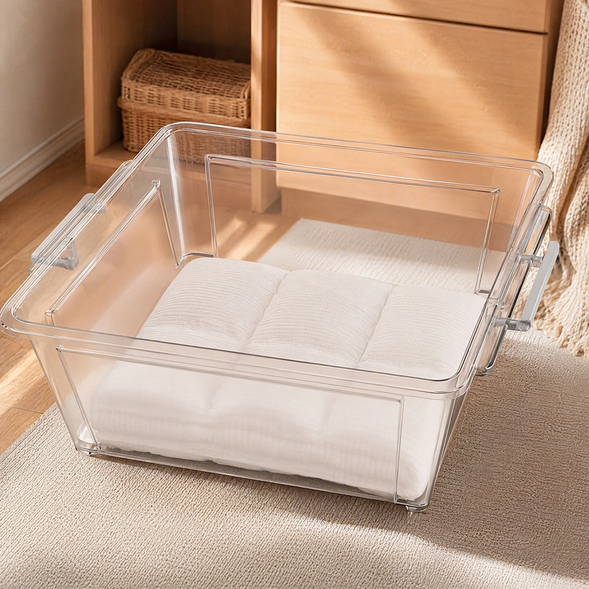 Nestview™ 30-40L PP Storage Box with Pulleys, styled close view