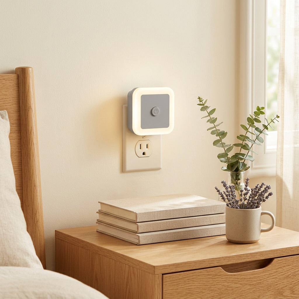 Glowdusk™ Light-Sensing Plug-In Night Light in a calm home setting