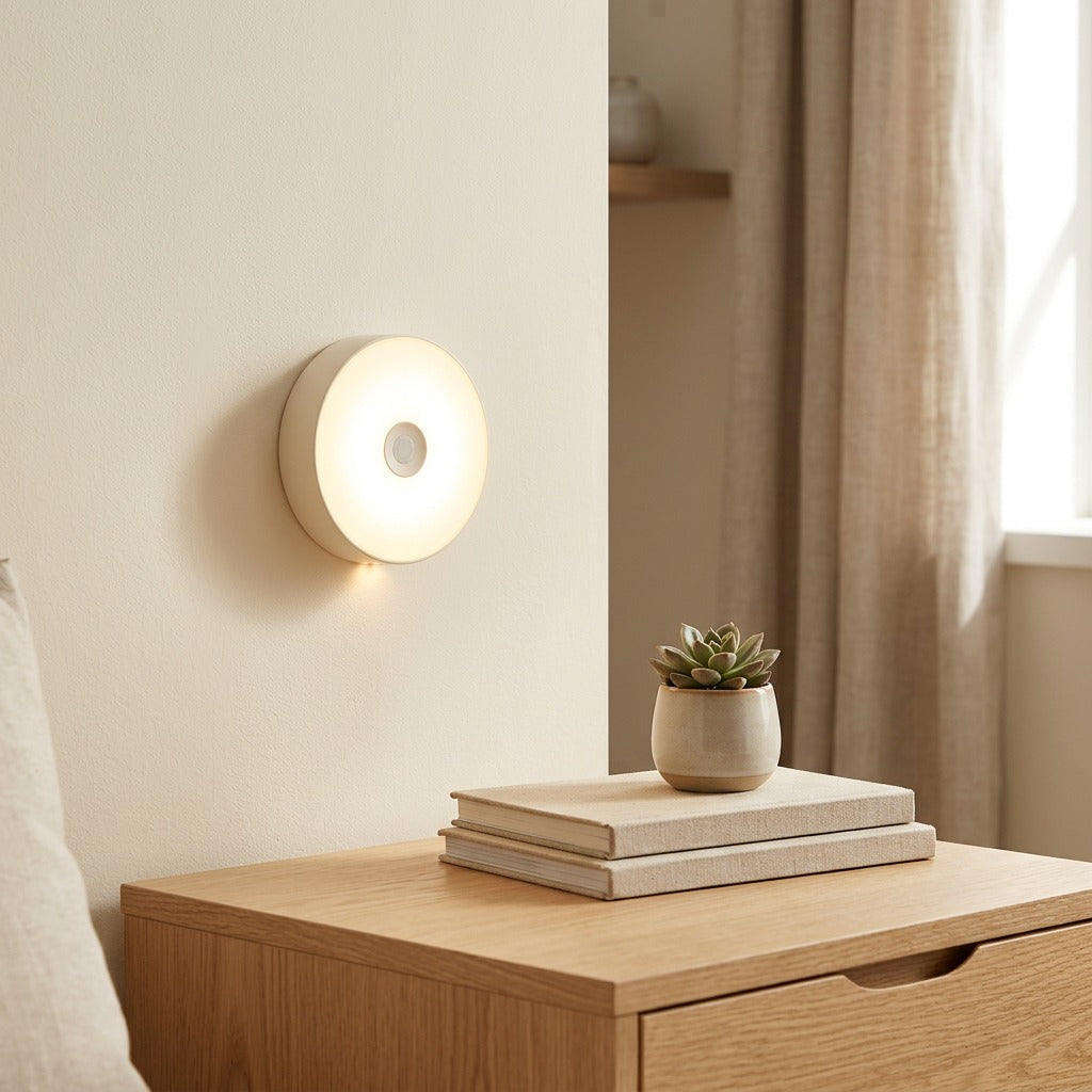 Nookglow™ Rechargeable Magnetic Night Light in a calm home setting