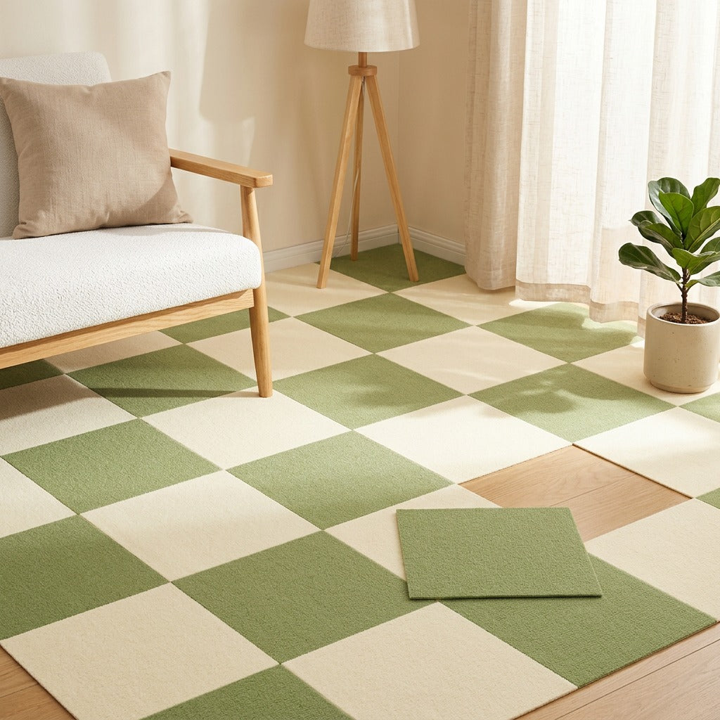 Patchwell™ Polyester Fiber Spliced Floor Mat in a calm home setting