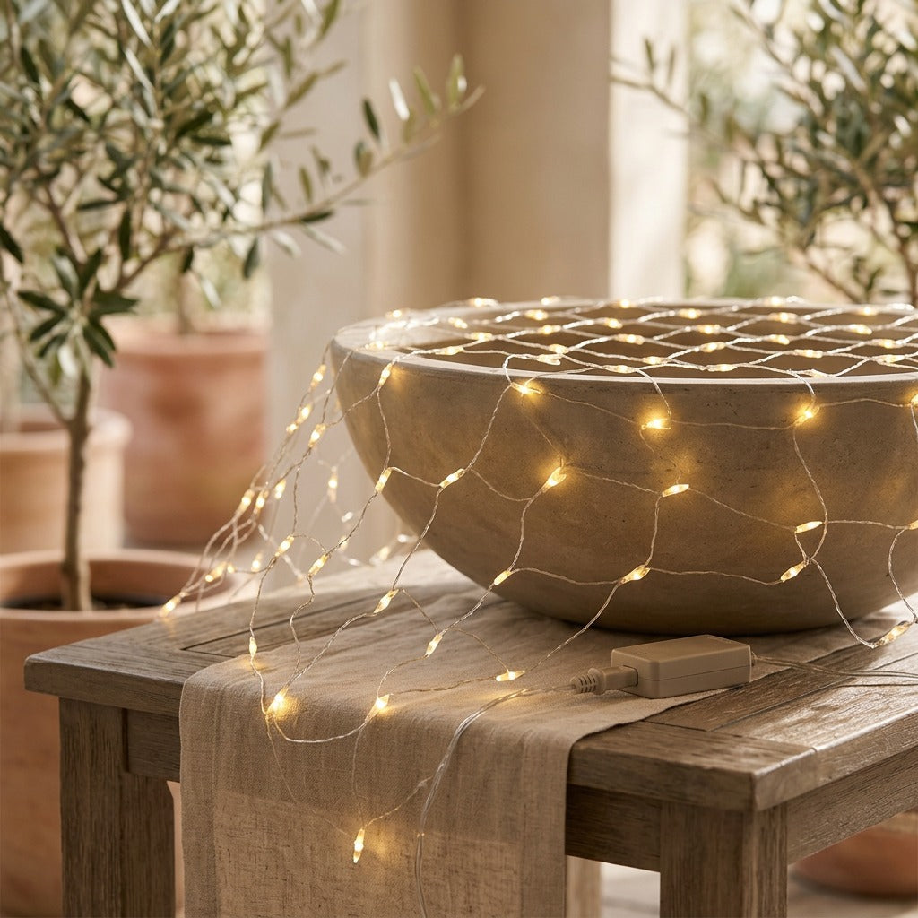 Petalnet™ Flower-Shaped LED Net Lights, styled close view