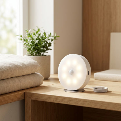 Roundnest™ Rechargeable Magnetic Night Light in a calm home setting