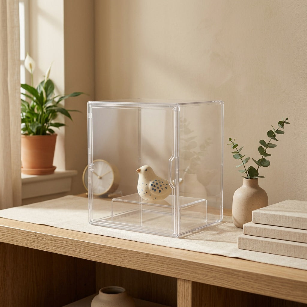 Stackhaven™ Stackable Figure Storage Box in a calm home setting
