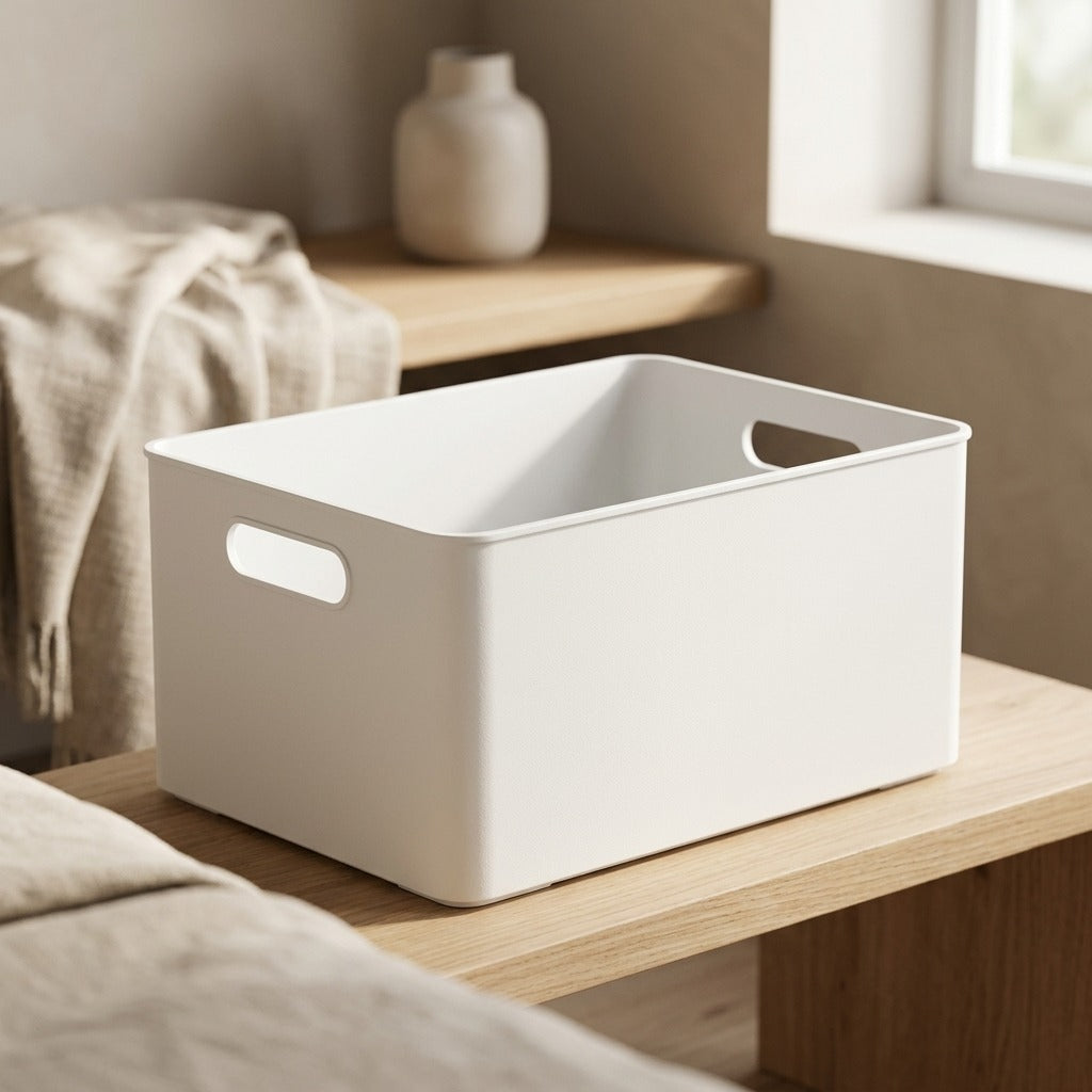 Stowcrate™ PP Plastic Storage Box for Clothing, styled close view