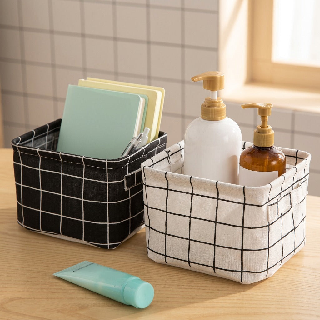 Tidyfold™ Foldable Desktop Storage Box Organizer, styled close view