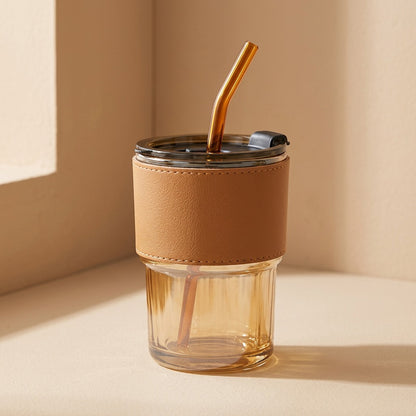 Strawcup™ Glass Cup with Straw and Lid