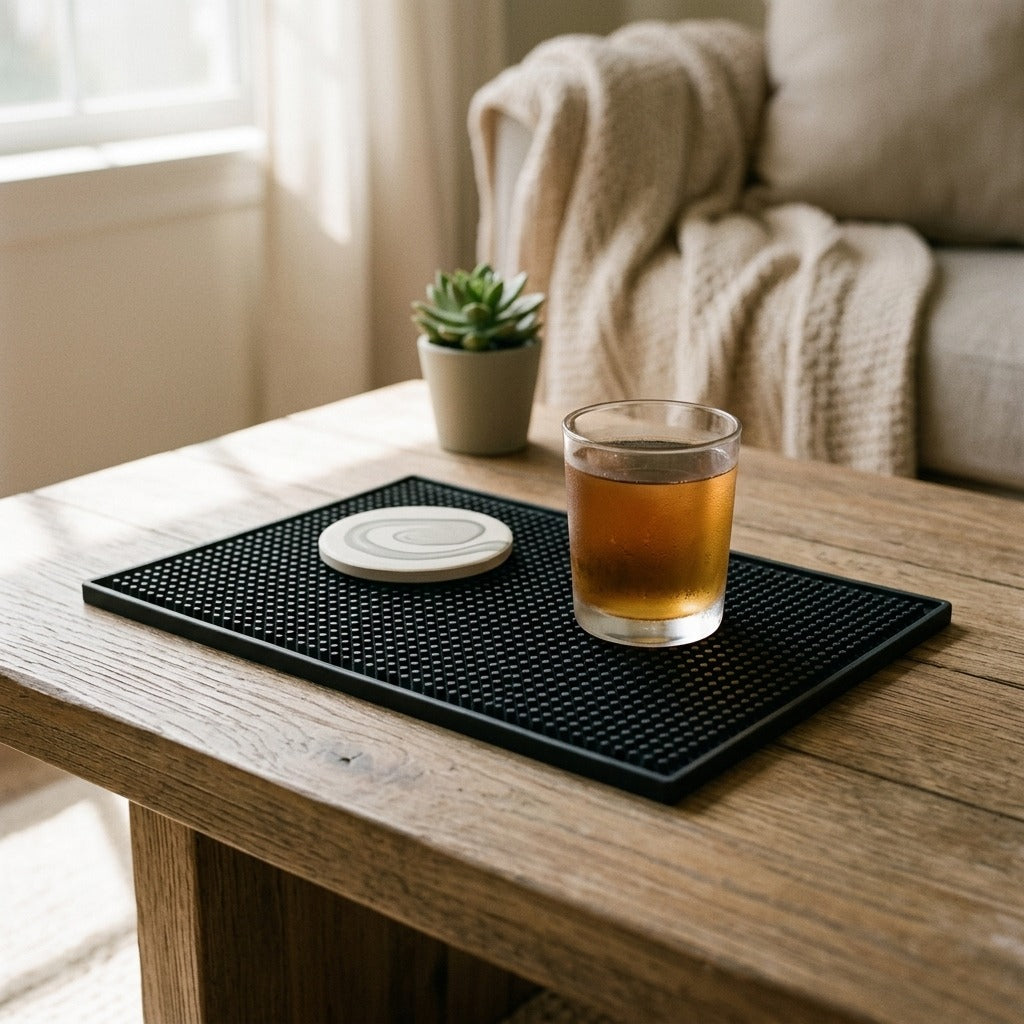 Sipgrip™ Non-Slip Bar Mat and Coaster, styled close view