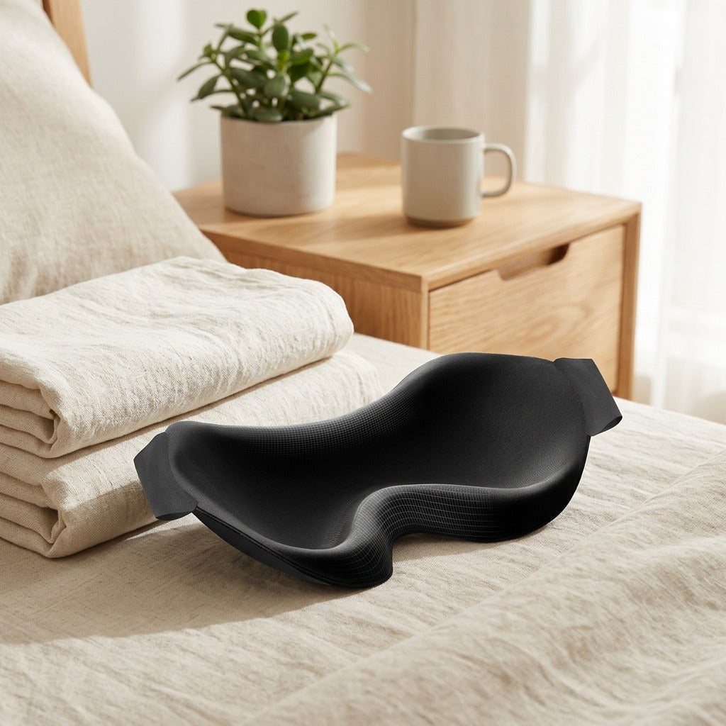Chillglide™ 3D Ice Silk Eye Mask in a calm home setting