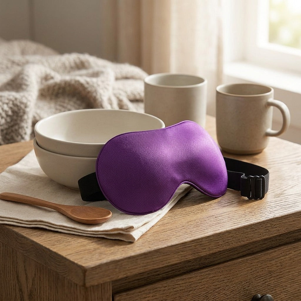 Chillglide™ 3D Ice Silk Eye Mask, styled close view