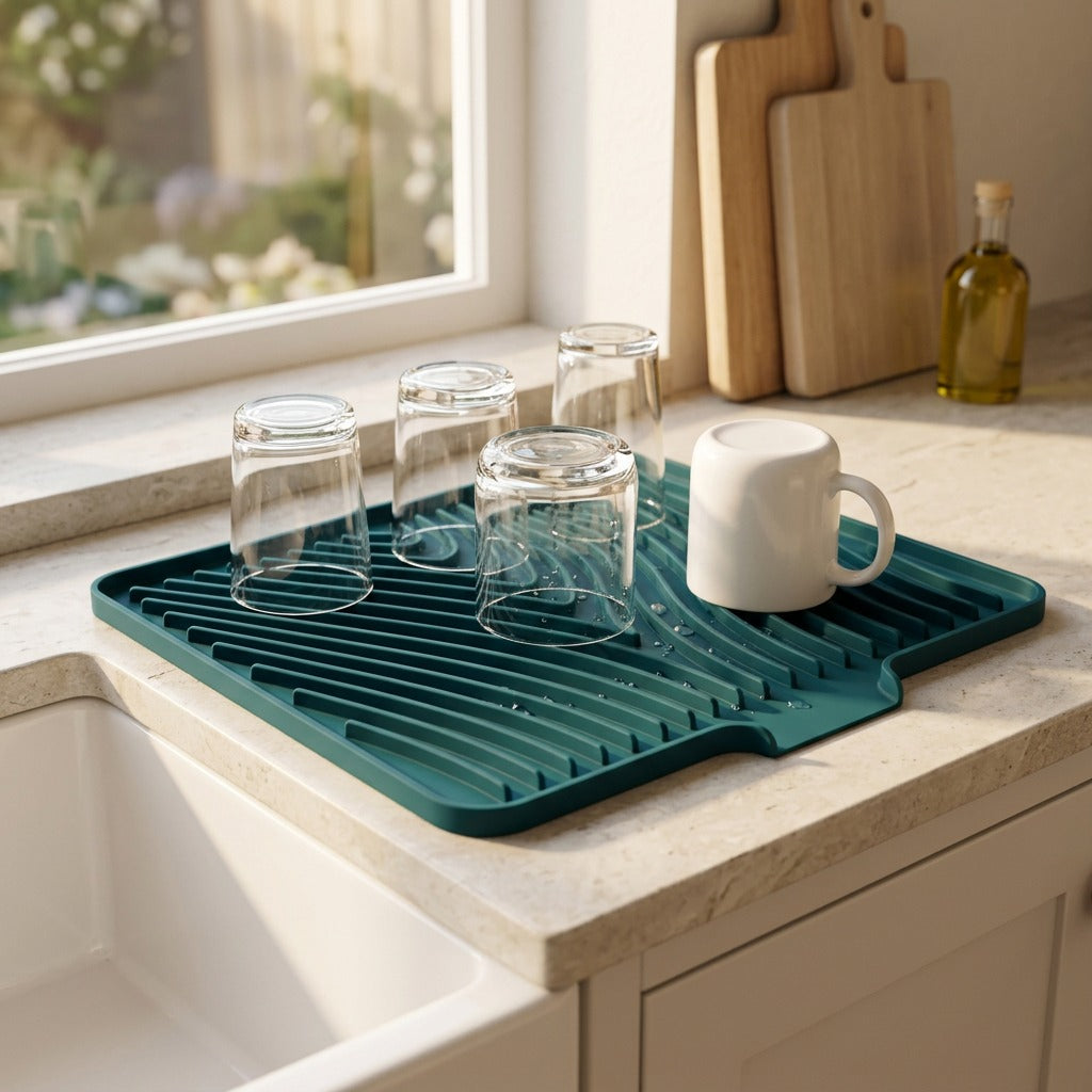 Dewslope™ Silicone Drainage Slope Drying Mat, styled close view