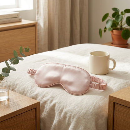 Doublease™ Polyester Double-Sided Eye Mask in a calm home setting