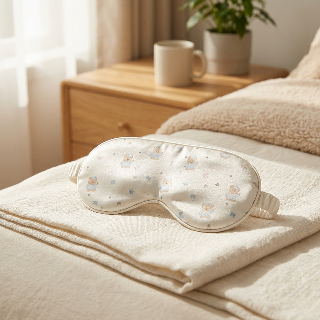 Dozzy™ Ice Silk Eye Mask in a calm home setting