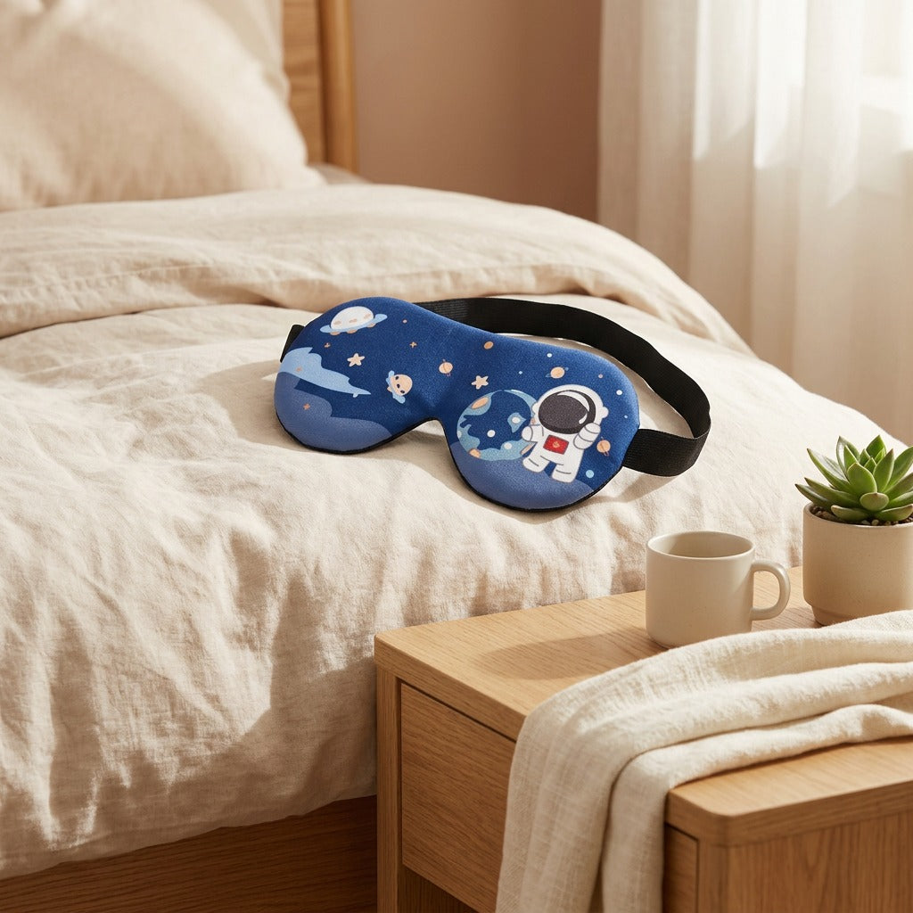 Dreamdoodle™ 3D Children’s Eye Mask in a calm home setting