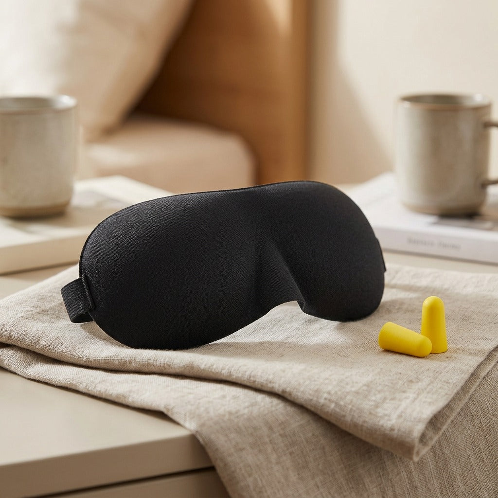 Dreamnest™ 3D Contoured Polyester Sleep Eye Mask, styled close view