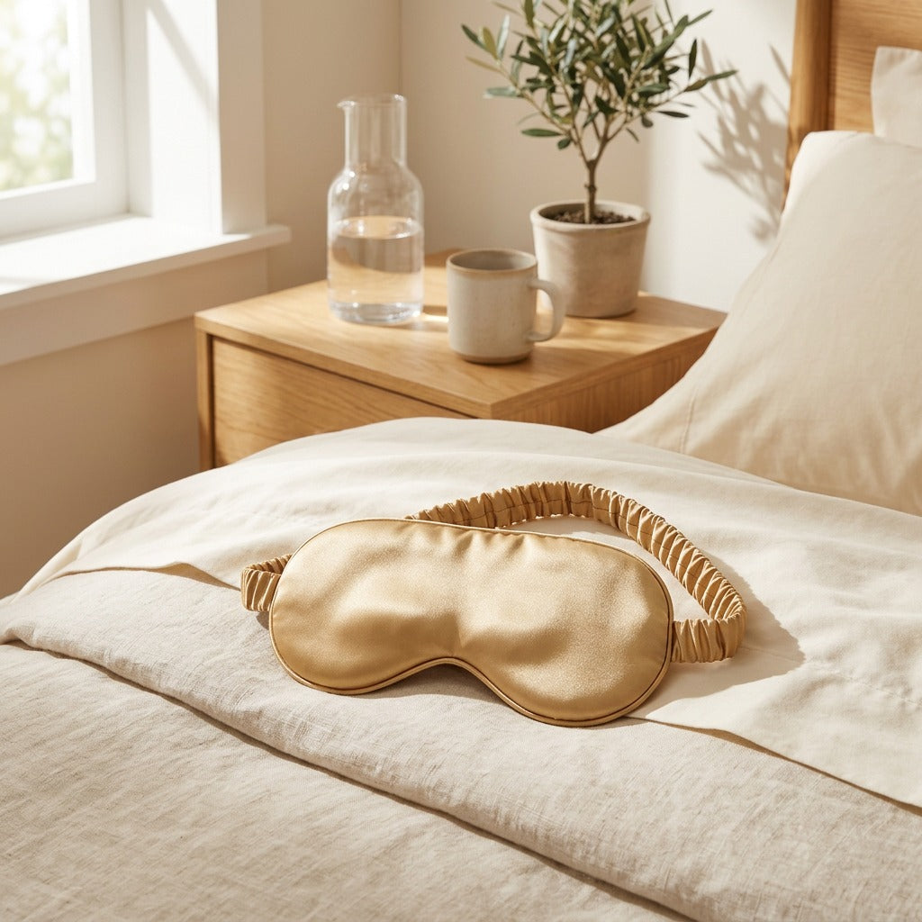 Dreamsilk™ Faux Silk Sleep Eye Mask in a calm home setting