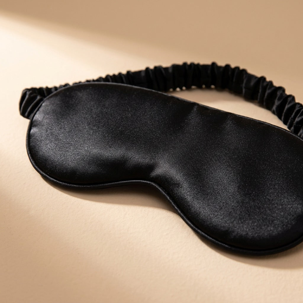 Drowseam™ Mulberry Silk Blackout Eye Mask, material and detail close-up