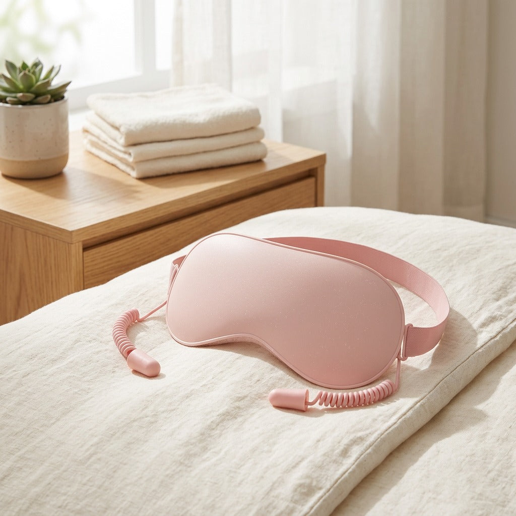 Drowseband™ Memory Foam Eye Mask in a calm home setting