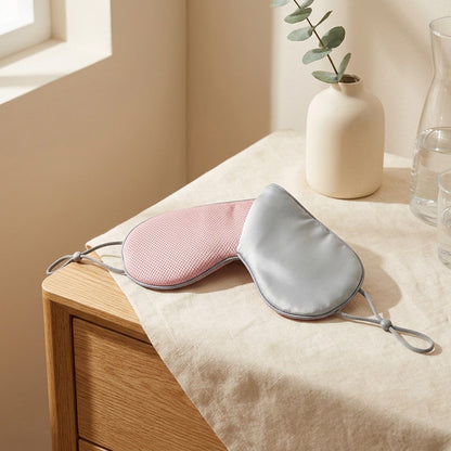Duosense™ Double-Sided Warm Cool Sleep Eye Mask in a calm home setting