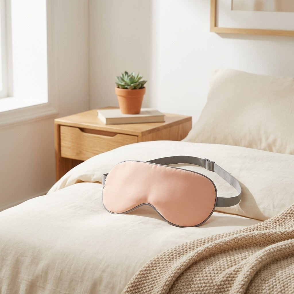 Duotone™ Warm and Cool Sleep Eye Mask in a calm home setting