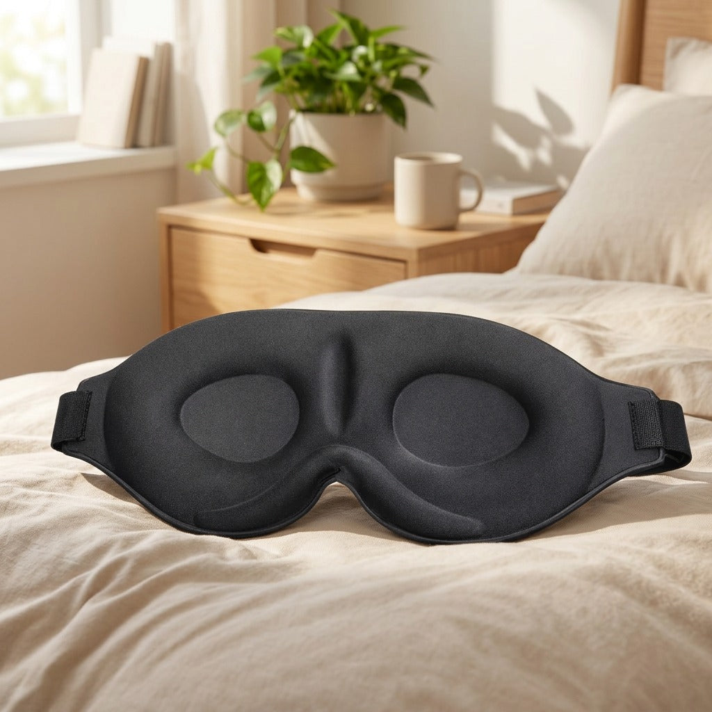 Duskfoam™ Memory Foam Sleep Mask to Relieve Eye Fatigue in a calm home setting