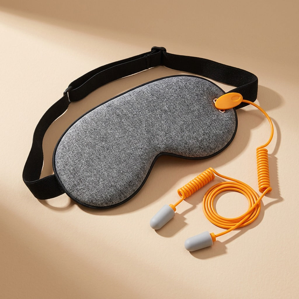 Duskura™ 3D Eye Mask With Earplugs, material and detail close-up