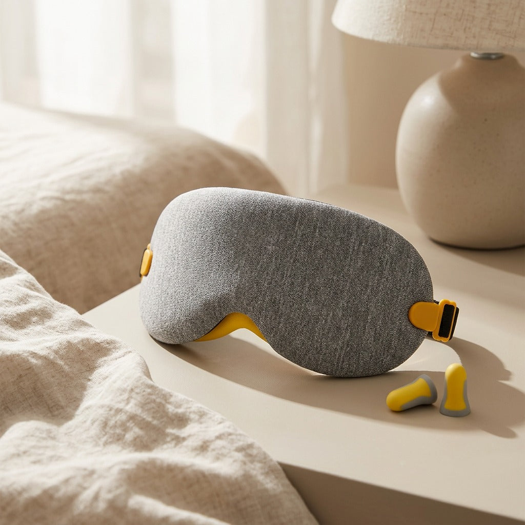 Duskura™ 3D Eye Mask With Earplugs, styled close view