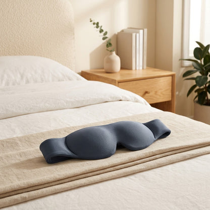 Duskwell™ Blackout Deep Sleep Eye Mask in a calm home setting
