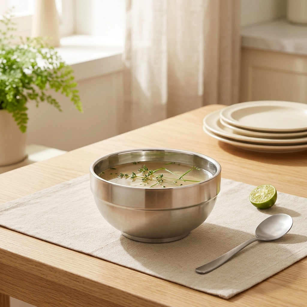 Souphold™ Round Serving Bowl for Rice and Soup in a calm home setting