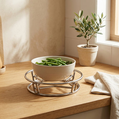 Potloft™ Stainless Steel Pot Rack for Kitchen Storage in a calm home setting