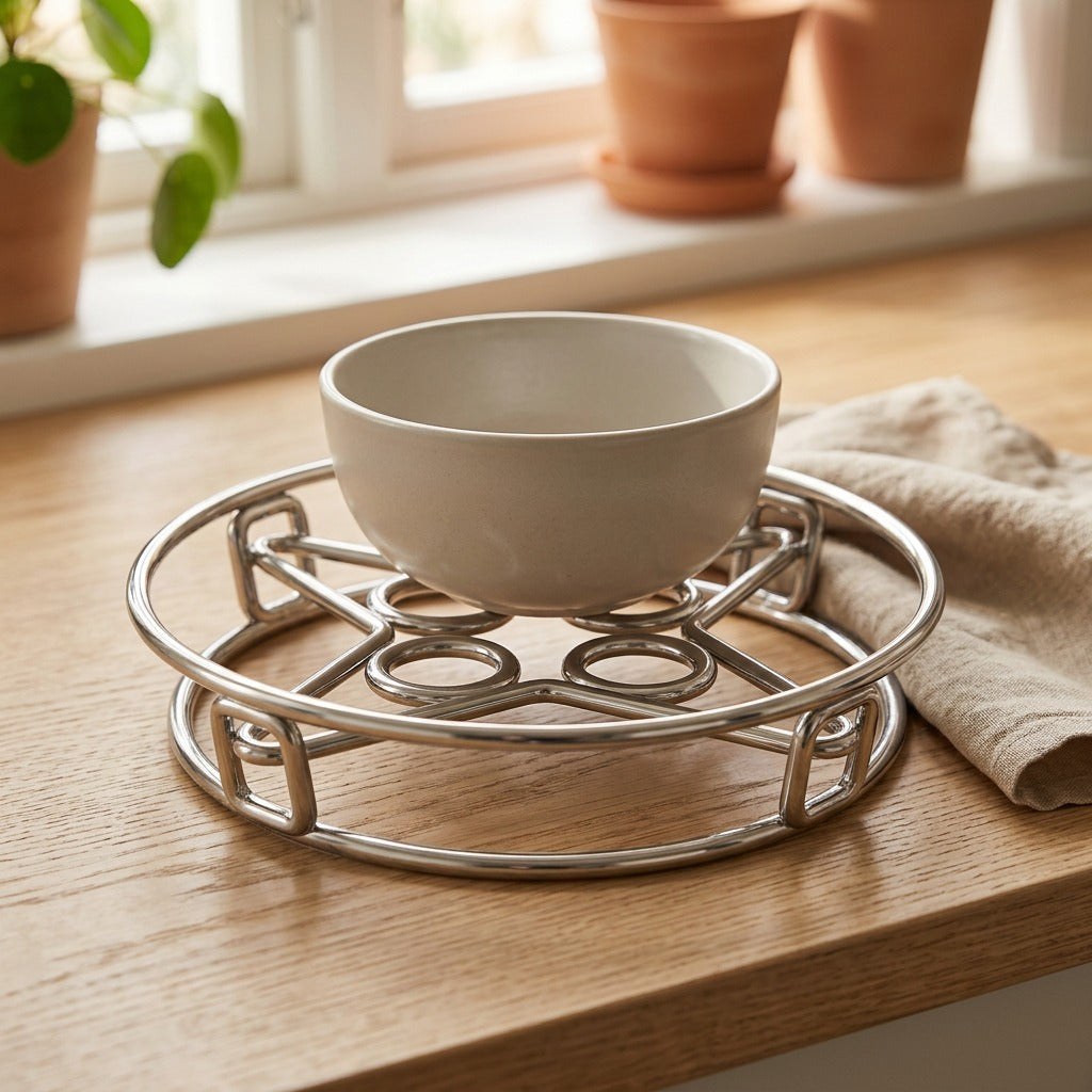 Potloft™ Stainless Steel Pot Rack for Kitchen Storage, styled close view