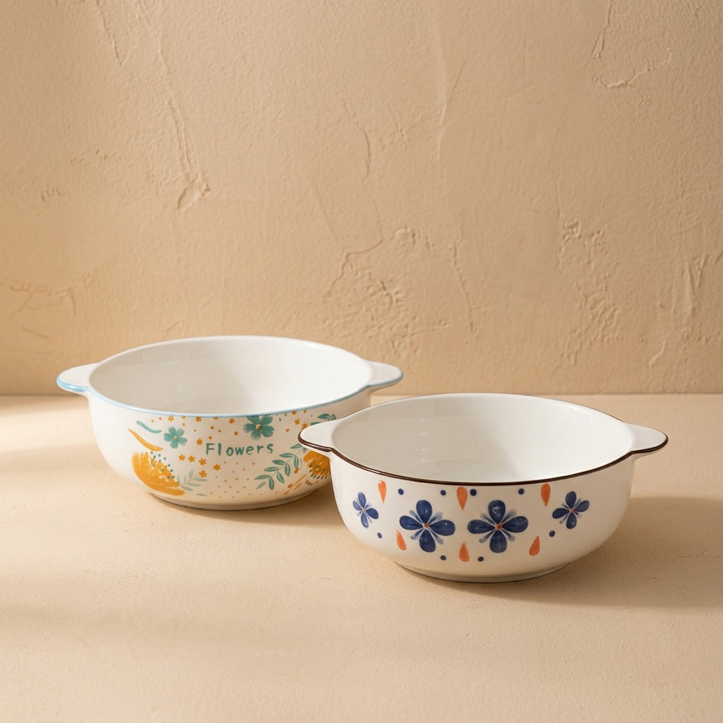 Floram™ 2-Pack Ceramic Soup Bowls With Handles, material and detail close-up