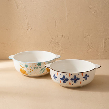 Floram™ 2-Pack Ceramic Soup Bowls With Handles, material and detail close-up