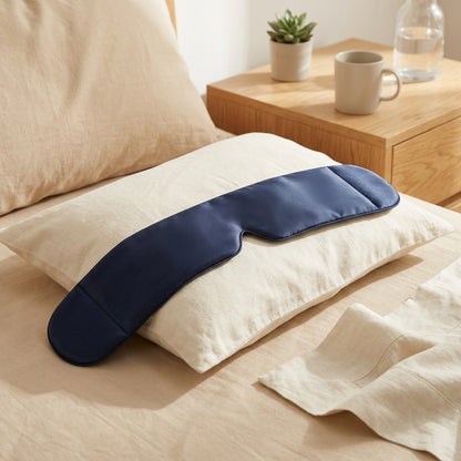 Frostlume™ Ice Silk Sleep Eye Mask in a calm home setting