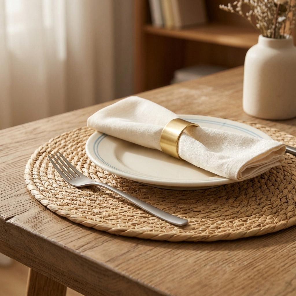 Grassloom™ Grass Woven Table Mat, styled close view