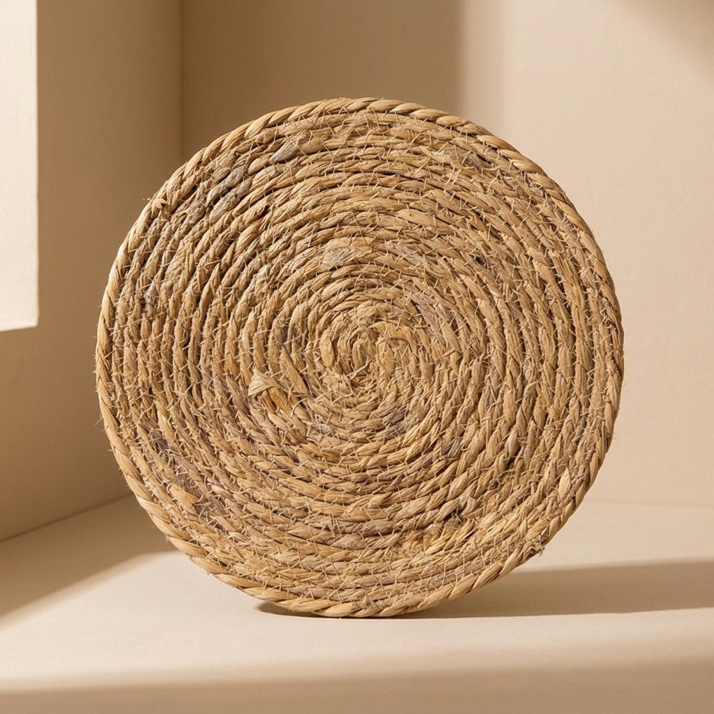 Strawcircle™ Hand-Woven Cattail Straw Round Mat