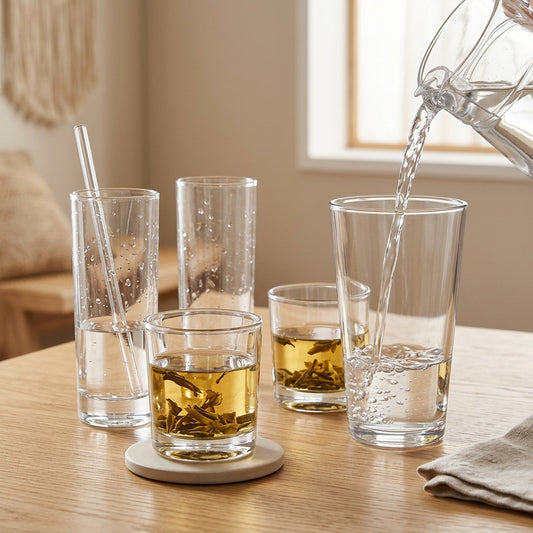 Heatclear™ Transparent Heat-Resistant Glass Cup, styled close view