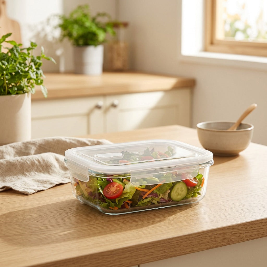 Freshseal™ Borosilicate Glass Food Container with Lid in a calm home setting